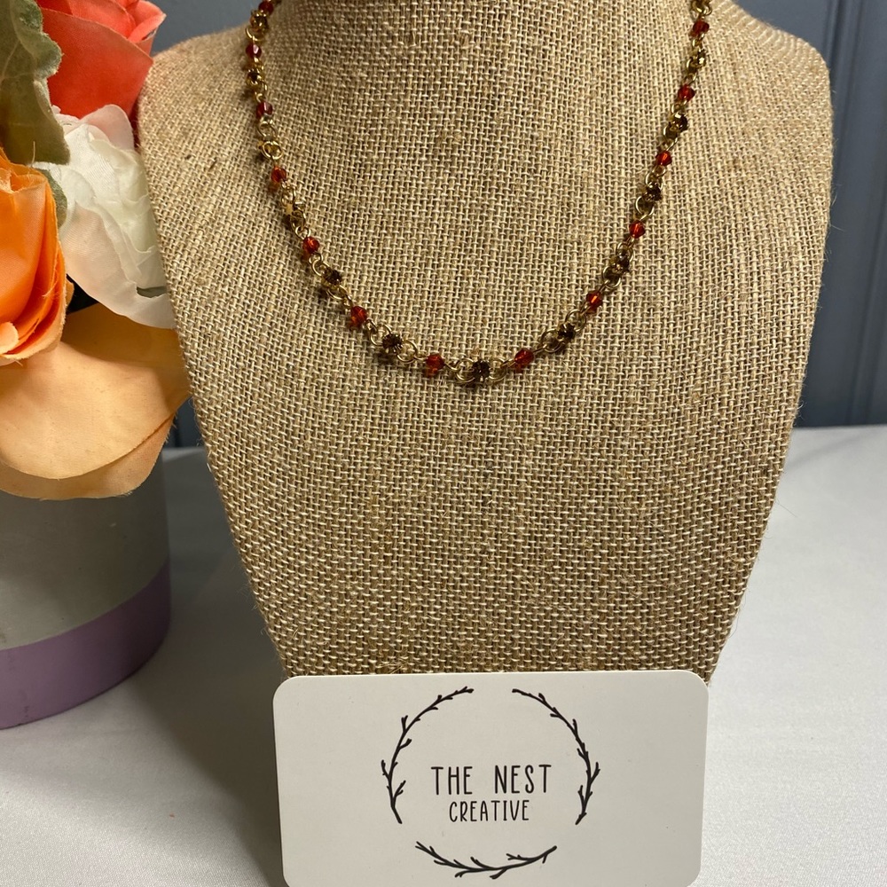 Vintage Ruby & Amber Necklace